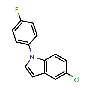 Chemical structure of 5-chloro-1-(4-fluorophenyl)-1H-indole , CAS 138900-22-8, AChemBlock Y224400
