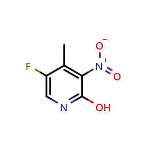 Chemical structure of 5-Fluoro-2-hydroxy-3-nitro-4-picoline , CAS 1003711-68-9, AChemBlock Y224409