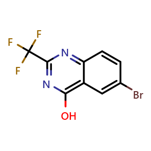Chemical structure of 6-bromo-2-(trifluoromethyl)quinazolin-4-ol , CAS 35982-47-9, AChemBlock Y224415