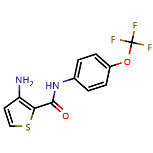 Chemical structure of 3-amino-N-(4-(trifluoromethoxy)phenyl)thiophene-2-carboxamide , CAS 728033-97-4, AChemBlock Y224423