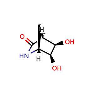 Chemical structure of (1R,4S,5R,6S)-5,6-dihydroxy-2-azabicyclo[2.2.1]heptan-3-one , CAS 79200-55-8, AChemBlock Y224470