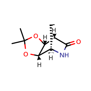 Chemical structure of (3aS,4R,7S,7aR)-2,2-dimethyltetrahydro-4,7-methano[1,3]dioxolo[4,5-c]pyridin-6(3aH)-one , CAS 178032-63-8, AChemBlock Y224472