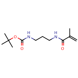 Chemical structure of tert-Butyl (3-methacrylamidopropyl)carbamate , CAS 219739-79-4, AChemBlock Y224479