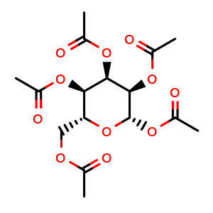 Chemical structure of (2S,3R,4R,5R,6R)-6-(acetoxymethyl)tetrahydro-2H-pyran-2,3,4,5-tetrayl tetraacetate , CAS 4257-94-7, AChemBlock Y224485