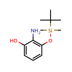 Chemical structure of 2-amino-3-((tert-butyldimethylsilyl)oxy)phenol , CAS 143526-60-7, AChemBlock Y224518