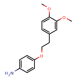 Chemical structure of 4-[2-(3,4-Dimethoxyphenyl)ethoxy]benzenamine , CAS 1225582-16-0, AChemBlock Y224529