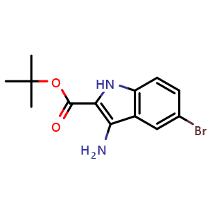 Chemical structure of 3-Amino-5-bromo-1H-indole-2-carboxylic acid tert-butyl ester , CAS 2512226-82-1, AChemBlock Y224562