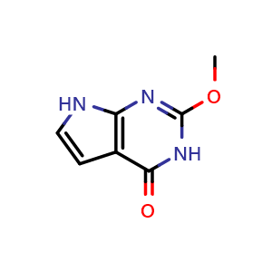 Chemical structure of 2-Methoxy-3,7-dihydro-pyrrolo[2,3-d]pyrimidin-4-one , CAS 90057-07-1, AChemBlock Y224569