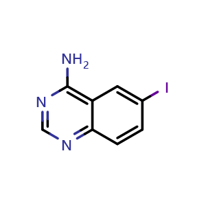 Chemical structure of 6-Iodo-quinazolin-4-ylamine , CAS 182880-14-4, AChemBlock Y224571