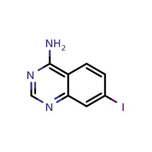 Chemical structure of 7-Iodo-quinazolin-4-ylamine , CAS 1379338-85-8, AChemBlock Y224572