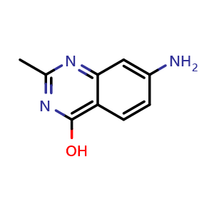 Chemical structure of 7-Amino-2-methyl-quinazolin-4-ol , CAS 16081-78-0, AChemBlock Y224576