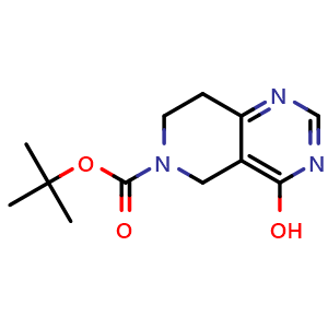 Chemical structure of tert-butyl 4-hydroxy-7,8-dihydropyrido[4,3-d]pyrimidine-6(5H)-carboxylate , CAS 223609-09-4, AChemBlock Y224590