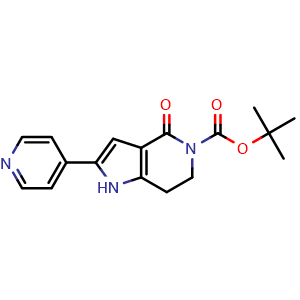 Chemical structure of tert-butyl 4-oxo-2-(pyridin-4-yl)-6,7-dihydro-1H-pyrrolo[3,2-c]pyridine-5(4H)-carboxylate , CAS 942425-76-5, AChemBlock Y224593