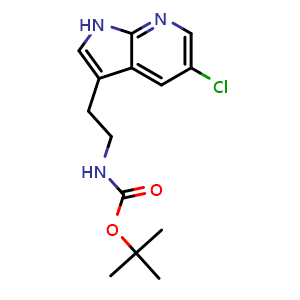 Chemical structure of tert-butyl (2-(5-chloro-1H-pyrrolo[2,3-b]pyridin-3-yl)ethyl)carbamate , CAS 2514893-70-8, AChemBlock Y224600