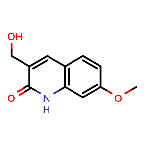 Chemical structure of 3-(hydroxymethyl)-7-methoxyquinolin-2(1H)-one , CAS 485338-05-4, AChemBlock Y224606