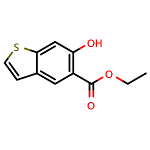 Chemical structure of ethyl 6-hydroxybenzo[b]thiophene-5-carboxylate , CAS 2411005-42-8, AChemBlock Y224607
