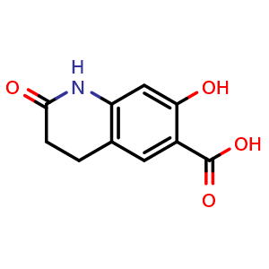 Chemical structure of 7-hydroxy-2-oxo-1,2,3,4-tetrahydroquinoline-6-carboxylic acid , CAS 59865-02-0, AChemBlock Y224608