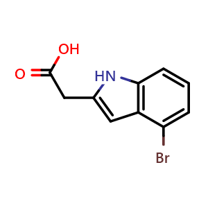 Chemical structure of 2-(4-bromo-1H-indol-2-yl)acetic acid , CAS 1018635-67-0, AChemBlock Y224622