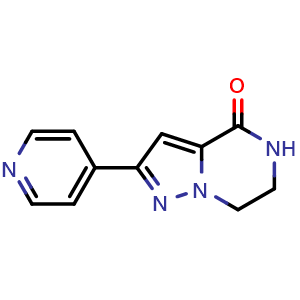 Chemical structure of 2-(pyridin-4-yl)-6,7-dihydropyrazolo[1,5-a]pyrazin-4(5H)-one , CAS 723338-46-3, AChemBlock Y224624