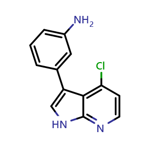 Chemical structure of 3-(4-chloro-1H-pyrrolo[2,3-b]pyridin-3-yl)aniline , CAS 1203565-81-4, AChemBlock Y224632