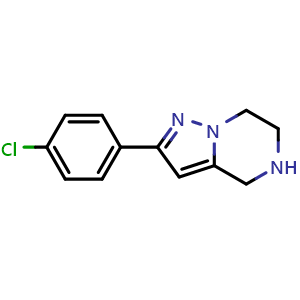 Chemical structure of 2-(4-chlorophenyl)-4,5,6,7-tetrahydropyrazolo[1,5-a]pyrazine , CAS 1250443-87-8, AChemBlock Y224642