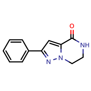 Chemical structure of 6,7-dihydro-2-phenylpyrazolo[1,5-a]pyrazin-4(5H)-one , CAS 1246552-68-0, AChemBlock Y224644
