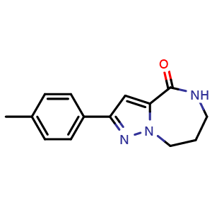 Chemical structure of 5,6,7,8-tetrahydro-2-p-tolylpyrazolo[1,5-a][1,4]diazepin-4-one , CAS 2514887-64-8, AChemBlock Y224653