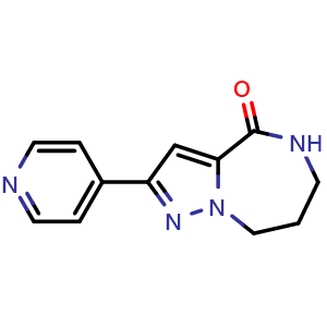Chemical structure of 5,6,7,8-tetrahydro-2-(pyridin-4-yl)pyrazolo[1,5-a][1,4]diazepin-4-one , CAS 723338-88-3, AChemBlock Y224654