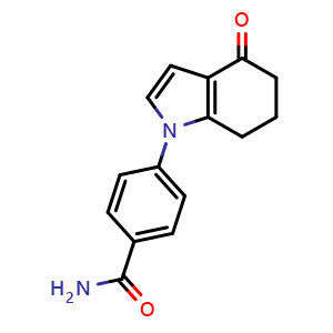 Chemical structure of 4-(4-oxo-4,5,6,7-tetrahydro-1H-indol-1-yl)benzamide , CAS 908112-86-7, AChemBlock Y224659