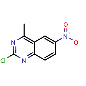 Chemical structure of 2-chloro-4-methyl-6-nitroquinazoline , CAS 850172-44-0, AChemBlock Y224661