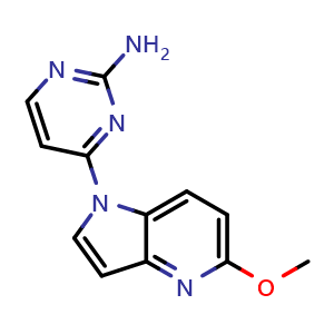 Chemical structure of 4-(5-methoxy-1H-pyrrolo[3,2-b]pyridin-1-yl)pyrimidin-2-amine , CAS 2050907-47-4, AChemBlock Y224665