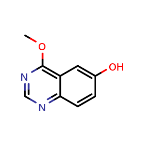 Chemical structure of 4-methoxyquinazolin-6-ol , CAS 182880-24-6, AChemBlock Y224681