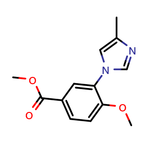Chemical structure of 4-Methoxy-3-(4-methyl-imidazol-1-yl)-benzoic acid methyl ester , CAS 2512198-31-9, AChemBlock Y224688