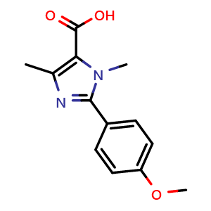 Chemical structure of 2-(4-Methoxy-phenyl)-3,5-dimethyl-3H-imidazole-4-carboxylic acid , CAS 1532077-88-5, AChemBlock Y224695