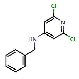 Chemical structure of Benzyl-(2,6-dichloro-pyridin-4-yl)-amine , CAS 868665-68-3, AChemBlock Y224703
