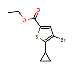 Chemical structure of ethyl 4-bromo-5-cyclopropylthiophene-2-carboxylate , CAS 2115534-36-4, AChemBlock Y224726