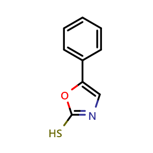 Chemical structure of 5-phenyloxazole-2-thiol , CAS 16172-23-9, AChemBlock Y224730