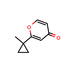 Chemical structure of 2-(1-Methylcyclopropyl)-4H-pyran-4-one , CAS 1163707-49-0, AChemBlock Y224748