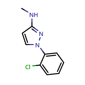 Chemical structure of 1-(2-chlorophenyl)-N-methyl-1H-pyrazol-3-amine , CAS 1229380-56-6, AChemBlock Y224760