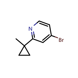 Chemical structure of 4-Bromo-2-(1-methylcyclopropyl)pyridine , CAS 1163707-47-8, AChemBlock Y224765
