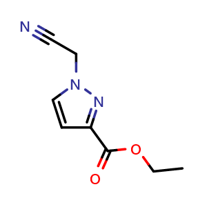 Chemical structure of ethyl 1-(cyanomethyl)-1H-pyrazole-3-carboxylate , CAS 1217863-08-5, AChemBlock Y224771