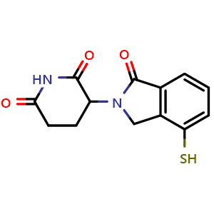 Chemical structure of 3-(4-mercapto-1-oxoisoindolin-2-yl)piperidine-2,6-dione , CAS 2378582-39-7, AChemBlock Y224777