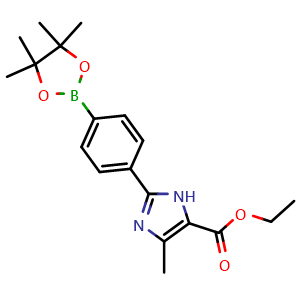 Chemical structure of ethyl 4-methyl-2-(4-(4,4,5,5-tetramethyl-1,3,2-dioxaborolan-2-yl)phenyl)-1H-imidazole-5-carboxylate , AChemBlock Y224818