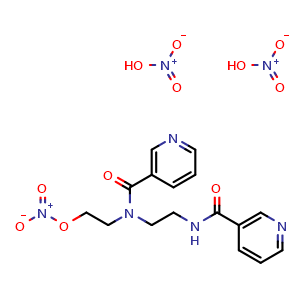 Chemical structure of 2-(N-(2-(nicotinamido)ethyl)nicotinamido)ethyl nitrate dinitrate , CAS 1798026-96-6, AChemBlock Y224827