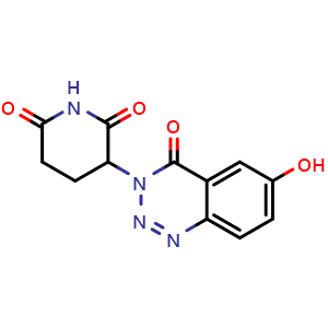 Chemical structure of 3-(6-hydroxy-4-oxobenzo[d][1,2,3]triazin-3(4H)-yl)piperidine-2,6-dione , CAS 2986073-26-9, AChemBlock Y224837