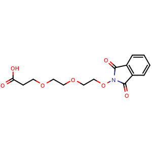 Chemical structure of 3-(2-(2-((1,3-dioxoisoindolin-2-yl)oxy)ethoxy)ethoxy)propanoic acid , AChemBlock Y224844