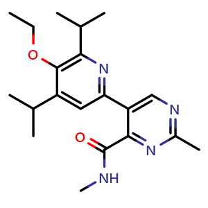 Chemical structure of 5-(5-ethoxy-4,6-diisopropylpyridin-2-yl)-N,2-dimethylpyrimidine-4-carboxamide , AChemBlock Y224848