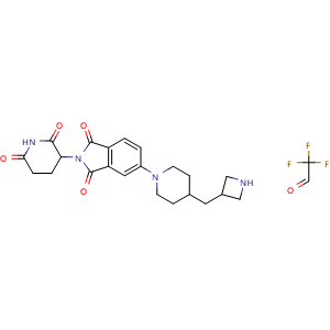 Chemical structure of 2,2,2-trifluoroacetaldehyde--5-(4-(azetidin-3-ylmethyl)piperidin-1-yl)-2-(2,6-dioxopiperidin-3-yl)isoindoline-1,3-dione (1/1) , AChemBlock Y224860