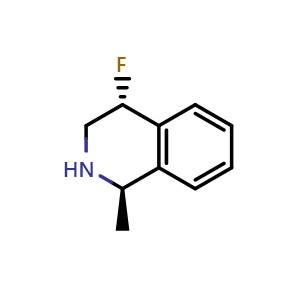 Chemical structure of (1R,4R)-4-fluoro-1-methyl-1,2,3,4-tetrahydroisoquinoline , AChemBlock Y224874