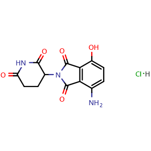 Chemical structure of 4-amino-2-(2,6-dioxopiperidin-3-yl)-7-hydroxyisoindoline-1,3-dione hydrochloride , AChemBlock Y224911